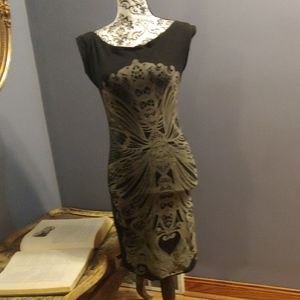 Dress front print fitted stretchy